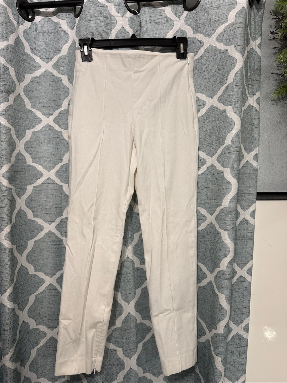 Theory White Straight-Leg High-Waist Pants